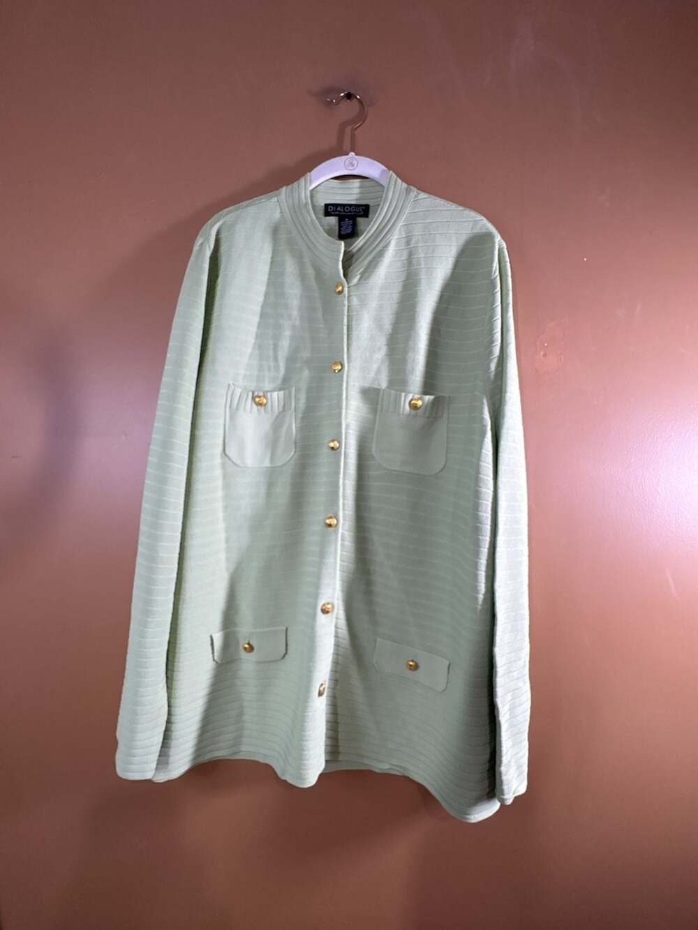 Dialogue Women Green Button Down Knit Cardigan 1X